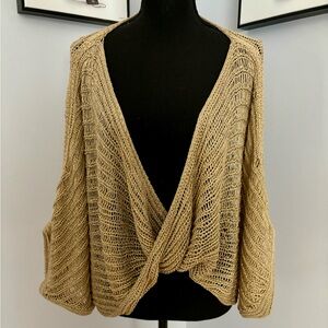 Boston Proper metallic twist open weave sweater